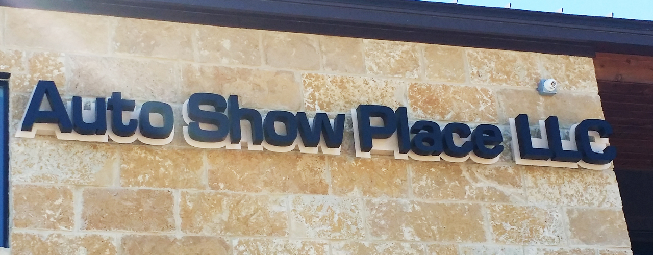 Auto Show Place Austin Reverse Channel Letter Sign