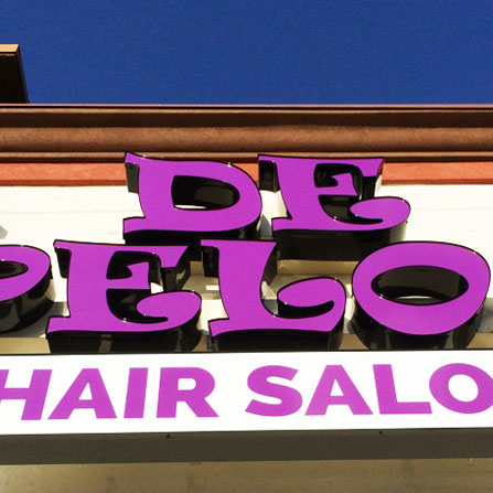 De Pelos Hair Salon Channel Letter Sign Austin, Texas