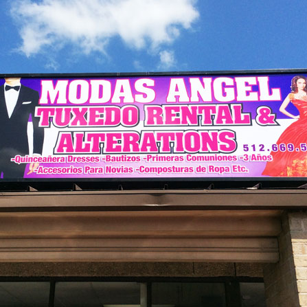 Modas Angel Custom Cabinet Sign Austin, Texas