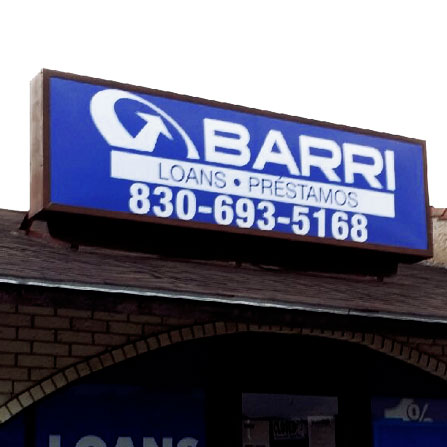 3'x9' Barri Financial Custom Cabinet Sign Marble Falls, Texas
